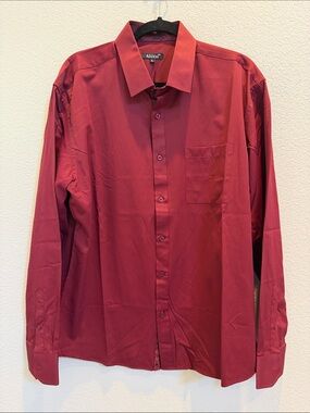 Alizeal Men's Burgundy Dress Shirt With Decorative trim NWOT